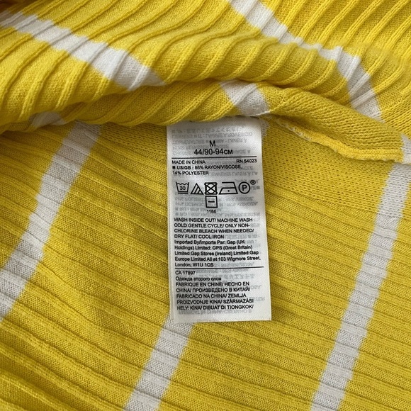 [M]Banana Republic Knit Stripe Sleeveless Dress Yellow White Side Slit - Picture 4 of 8